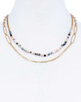 Double Layer Beaded And Chain Necklace