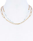 Double Layer Beaded And Chain Necklace