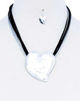 Fashion Triple Heart Pendant Necklace And Earring Set