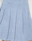 A-line Corduroy Pleated Mini Skirt