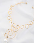 Pearl Swirl Metal Necklace