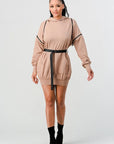 Double Zipper Long Sleeve Hooded Mini Dress