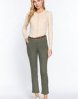 Cotton-span Twill Belted Long Pants