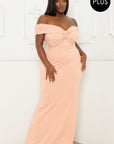 Pearl Bead Off The Shoulder Plus Size Maxi Dress