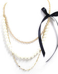 Pearl Layered Ribbon Long Necklace